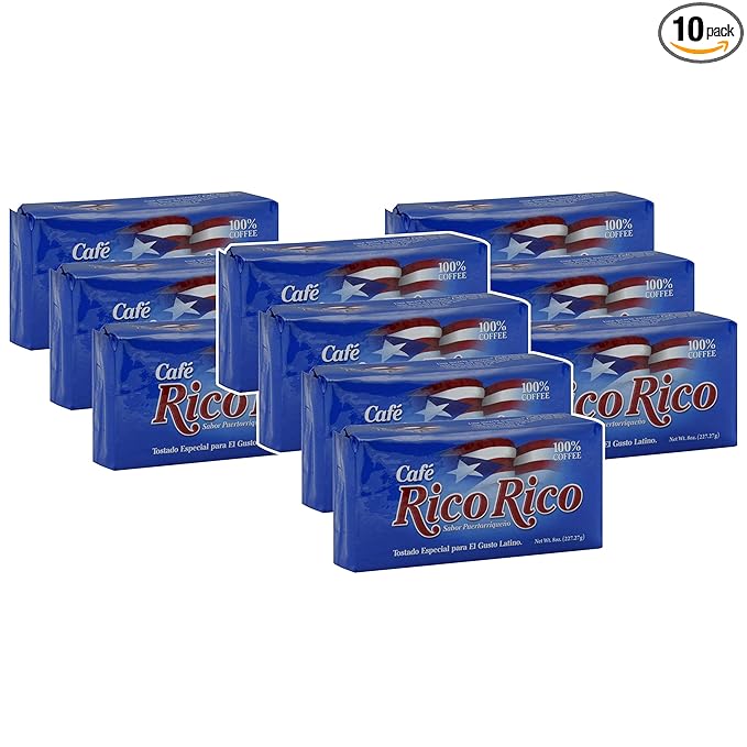 Rico Rico Espresso Ground Puerto Rican Coffee 10 Pack 8oz(227.27g)