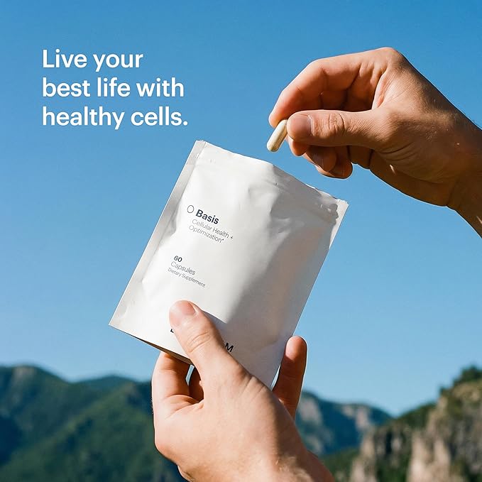 ELYSIUM Basis NAD Plus Supplement 30 Servings - with Nicotinamide Riboside 250mg and Pterostilbene 50mg - Healthy Aging Supplement &amp Cellular Energy