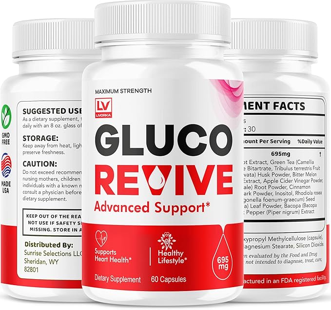 (2 Pack) Gluco Revive Capsules - Official GlucoRevive Advanced Formula Support Pills - Maximum Strength Natural Gluco Revive Vitamins for Overall Health &amp Wellness Reviews 120 Capsules for 2 Mon