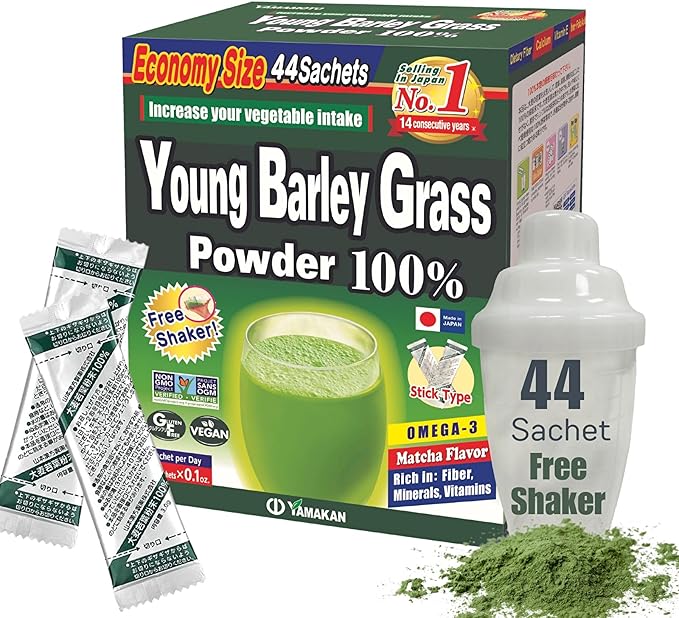 Yamamoto Kanpoh YAMAKAN Young Barley Grass Powder Grass Juice for Gut Health &amp Vitality Rich in Vitamins &amp Minerals for Women &amp Men Super Greens Powder Non GMO Gluten-Free &amp Vegan