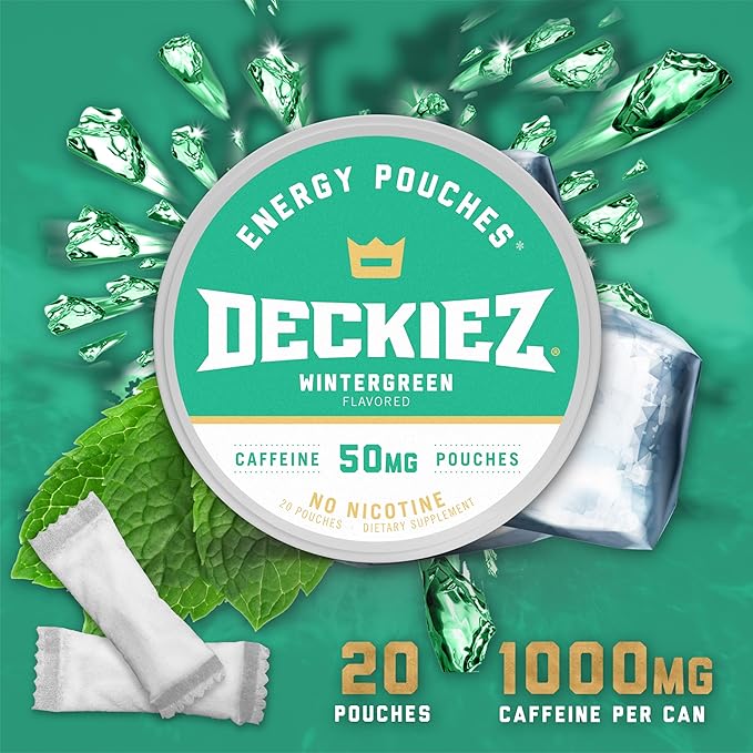 Deckiez Energy Pouches 5 Cans (100 Pouches) Sugar Free Caffeine Supplement Coffee Pouches &amp Energy Drink Alternative 50mg Caffeine Pouches 5 Pack Variety Flavors