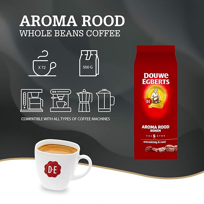 2 Packs Douwe Egberts Aroma Rood Whole Beans Coffee x 17.6oz/500g