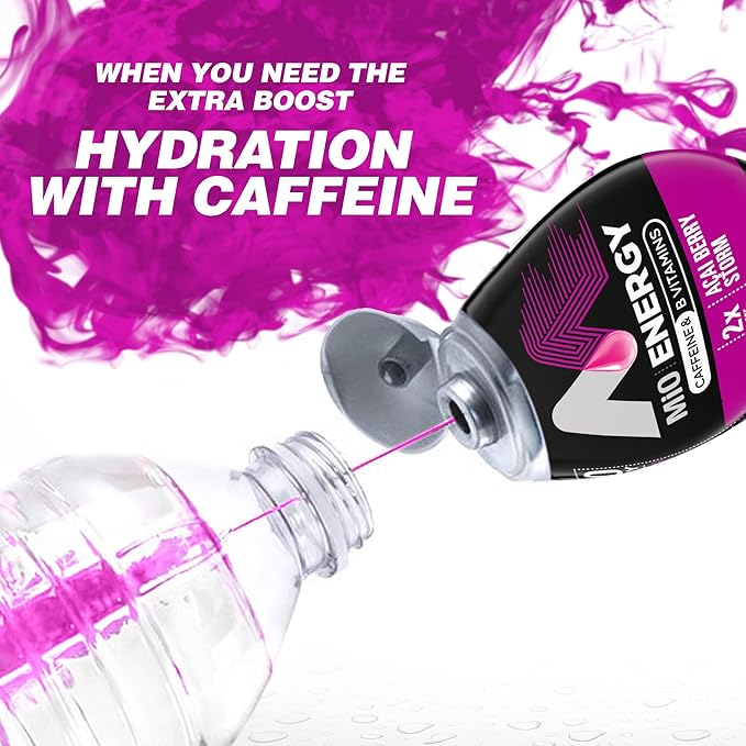MiO Energy Acai Berry Storm Naturally Flavored with other natural flavors Liquid Water Enhancer Drink Mix with Caffeine &amp B Vitamins with 2X More (3.24 fl. oz. Bottle) (Pack of 4)