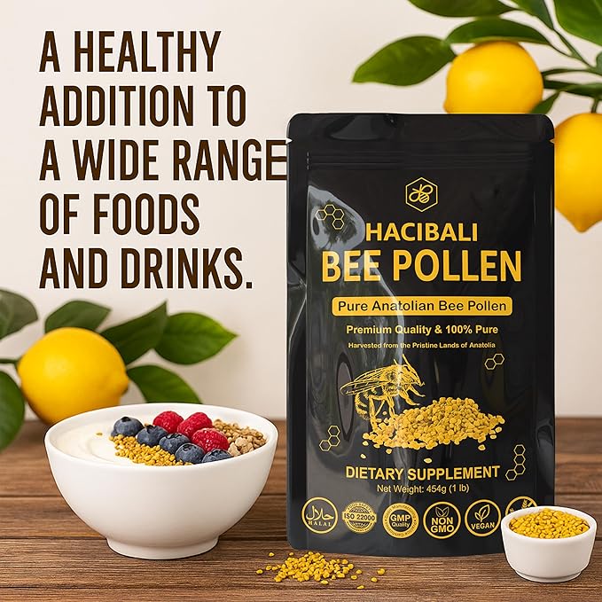 Organic Bee Pollen Granules – 1 lb (454g) – Raw &amp Natural – EU &amp USDA Organic Certified – Halal Kosher GMP ISO 22000 – Premium Anatolian Bee Pollen Superfood