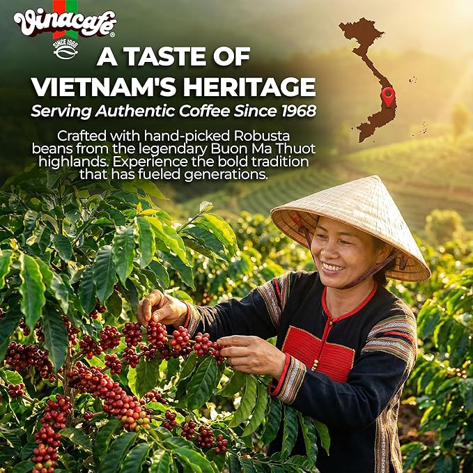 Vinacafe Vietnamese Instant Coffee 100 Sticks 3 in 1 Milk Coffee Blend Smooth Medium Roast Instant Mix for Fast Brewing at Office or Travel
