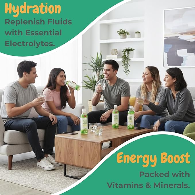 VISVITA Aloe Vera Juice with Real Pulp Original | Digestive Health Hydration &amp Energy Boost | No Artificial Colors 50.7 oz (Pack of 12)