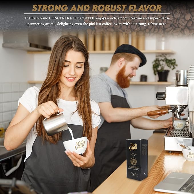 Rich Gano Reishi Mushroom Coffee – (2 Boxes of 30 Sachets) Black Coffee with Ganoderma Extract – All Natural Vegan Friendly Instant Coffee Packets – Zero Jitters Energize