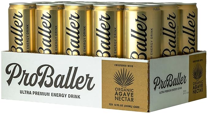 ProBaller Clean Energy Drink - Athlete-Grade Energy for Focus &amp Performance Naturally Sweetened with Agave NSF Certified for Sport Natural Caffeine Biotin Electrolytes Amino Acids &amp B Vi