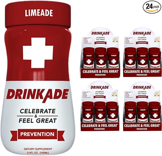 DrinkAde Prevention – Daily Wellness &amp Immunity Support Hydration Drink with Electrolytes B Vitamins &amp Green Tea Extract – Sugar Free 5 Calories Vegan Non-GMO (24 Pack)