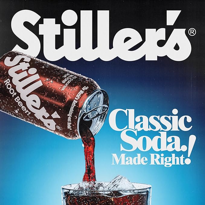 Stiller’s Root Beer Soda – 12 Pack Cans – Sparkling Root Beer Drink – Low Sugar Caffeine-Free Natural Soda Pop with Real Cane Sugar Stevia &amp Vitamins – Alternative to Diet Soda