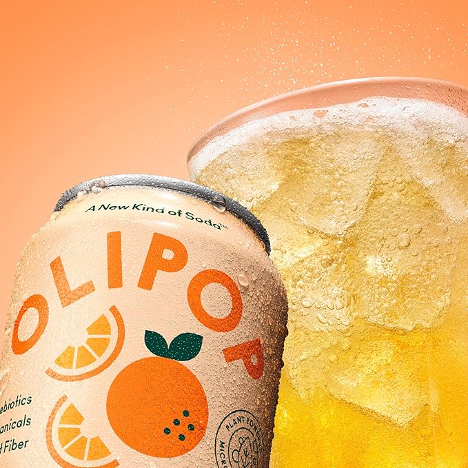 OLIPOP Prebiotic Soda Pop Orange Squeeze A New Kind of Soda Packed with Prebiotics Fiber and Botanicals Gluten Free GMO Free 12oz (12-Cans)