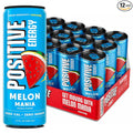 Positive Energy Beverage | Melon Mania | 12-oz Can Pack of 12 | Zero Sugar Energy Drink Supports Immunity and Hydration