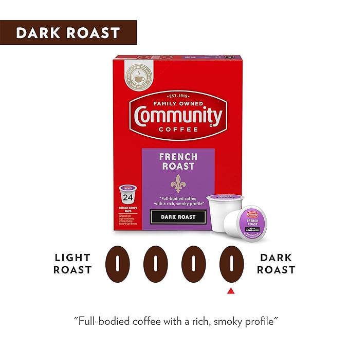 Community Coffee French Roast 12 Count Coffee Pods Extra Dark Roast Compatible with Keurig 2.0 K-Cup Brewers 12 Count (Pack of 2)
