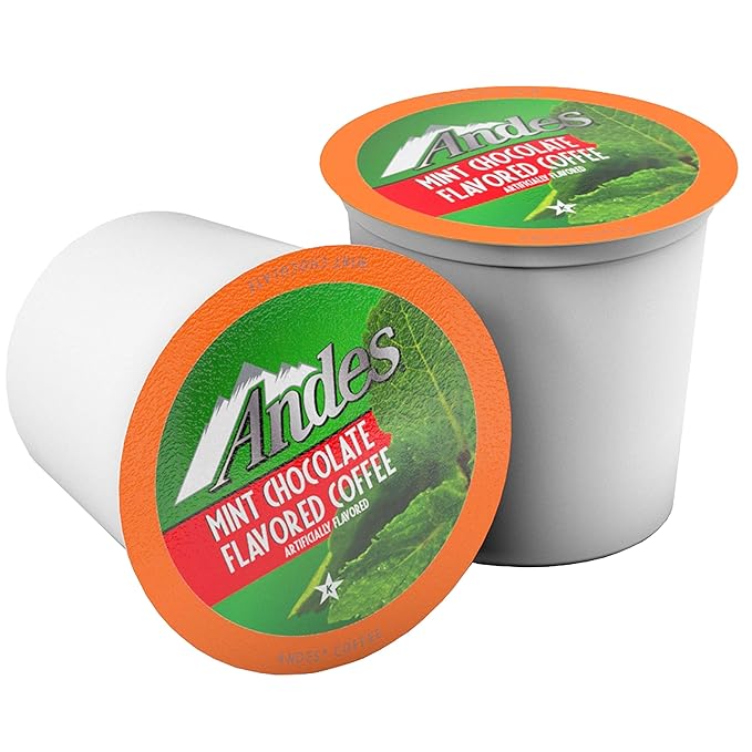 Andes Mints Chocolate Mint Flavored Coffee Pods Compatible with K Cup Brewing Machines Including 2.0 Single Serve Peppermint Flavor Enhanced 40 Count