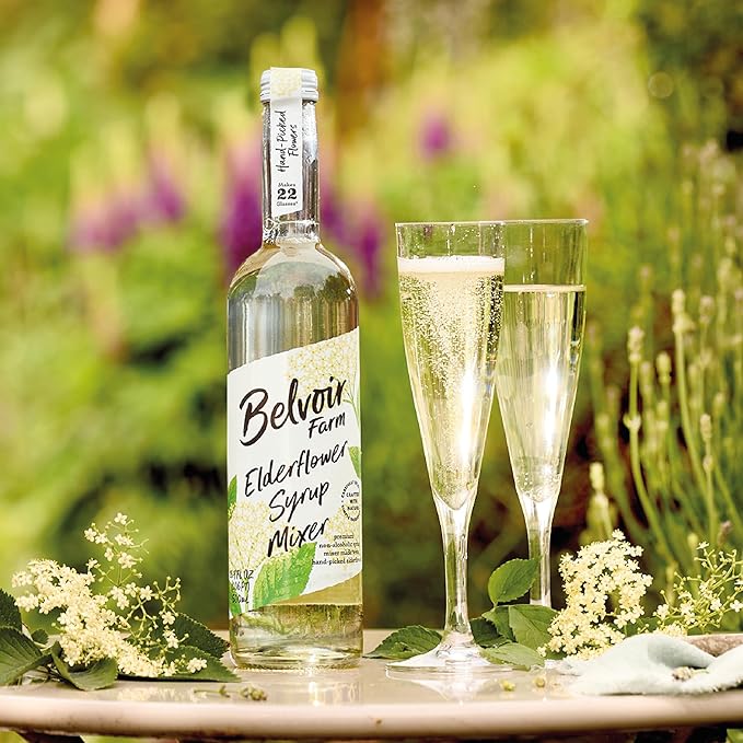 BELVOIR FRUIT FARMS Elderflower Syrup Mixer | Hand-Picked Flowers | Makes Up To 22 Glasses | Traditional Family Recipe | 500ml (16.9 fl oz) each [Pack of 2]