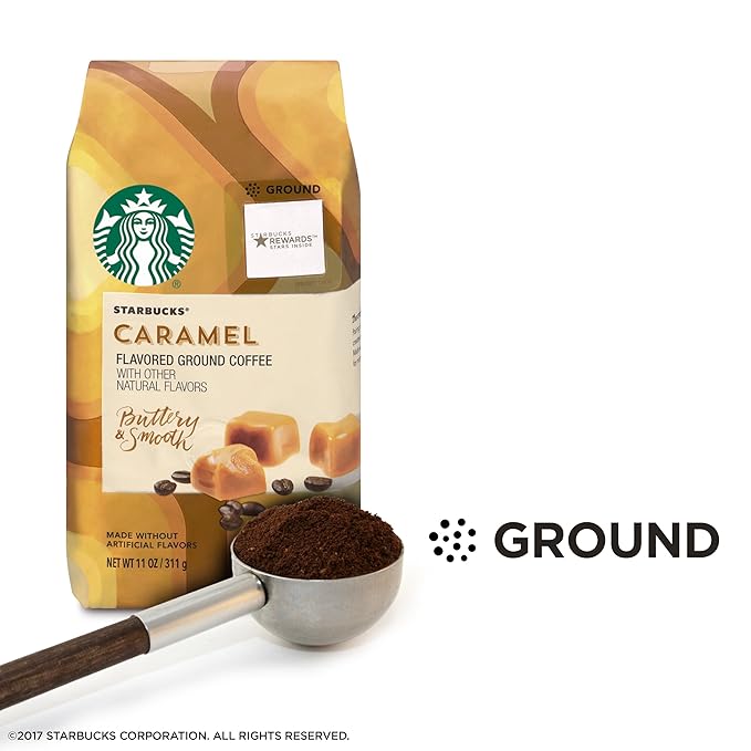 Starbucks Caramel Flavored Medium Roast Ground Coffee 11-Ounce Bag