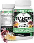 Lunakai USA Made Irish Sea Moss Capsules with Black Seed Oil Ashwagandha Burdock Root &amp Bladderwrack 60ct