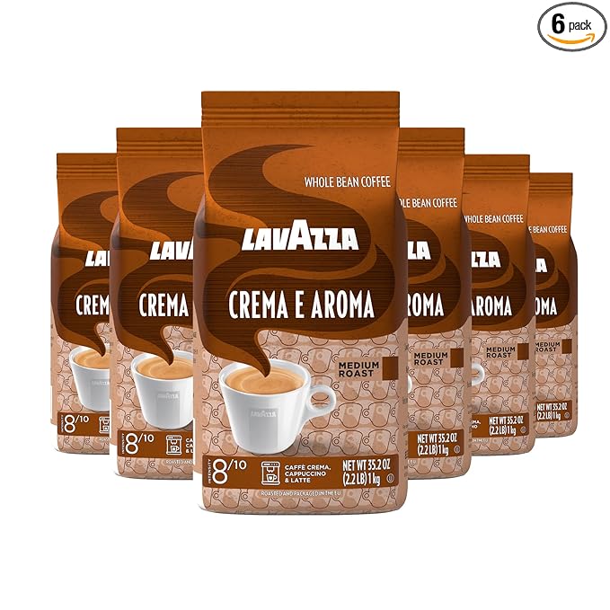 Lavazza Roasted Coffee Beans Crema E Aroma 2.20 lbs (Pack of 6)