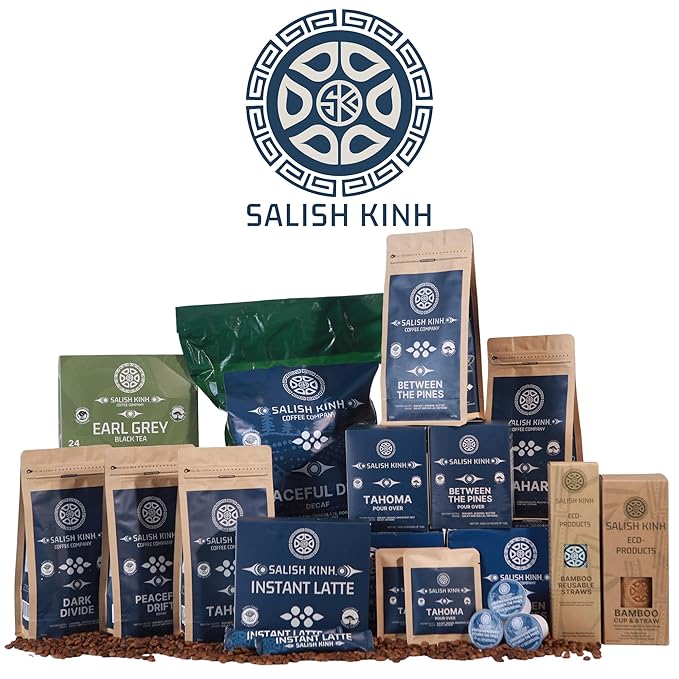 SALISH KINH Whole Bean Coffee | Between the Pines | 12 oz Bag | Medium Dark Roast | 60% Arabica &amp 40% Robusta | Specialty Grade | Single Origin | Direct Trade | Indigenous Produced