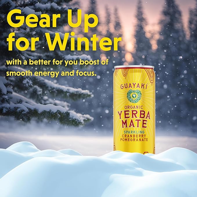 Yerba Madre Organic Sparkling Yerba Mate Cranberry Pom 115mg Natural Plant Based Caffeine Smooth Energy &amp Focus Carbonated 12oz Cans (Pack of 12) (Packaging May Vary)