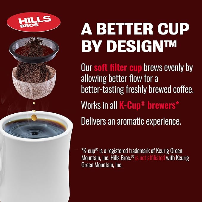 Hills Bros Single Serve Coffee Pods House Blend Dark Roast 12 Count-Keurig Compatible Roasted Arabica Coffee Bold Smooth Flavor