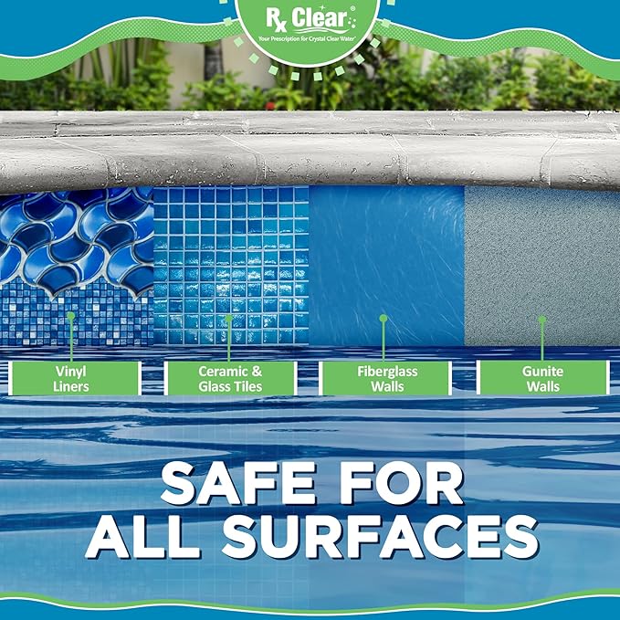 Rx Clear 1 Inch Chlorine Tabs | 10 Pounds | Use Tablets as Bactericide Algaecide &amp Disinfectant in Swimming Pools | Stabilized Long Lasting Slow Dissolving &amp UV Protected