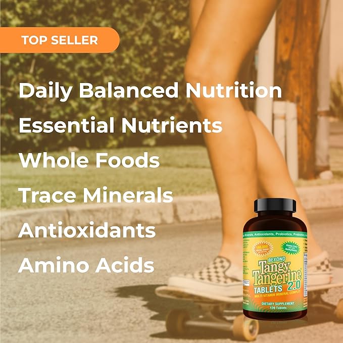 Youngevity Beyond Tangy Tangerine 2.0 Multi-Vitamin &amp Mineral Complex - Made with Natural &amp Whole Foods | 160000 ORAC | 120 Tablets - 2-Pack