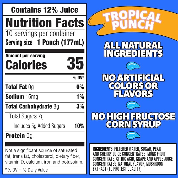 Capri Sun Tropical Punch Naturally Flavored Juice Drink Blend 40 ct Pack 4 Boxes of 10 Pouches