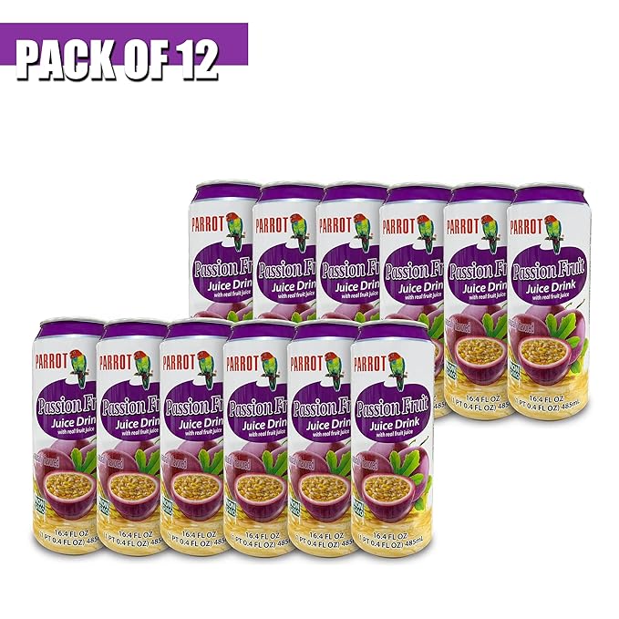 Parrot Brand Passion Fruit Juice Drink 16.4 fl. oz.（Pack of 12）