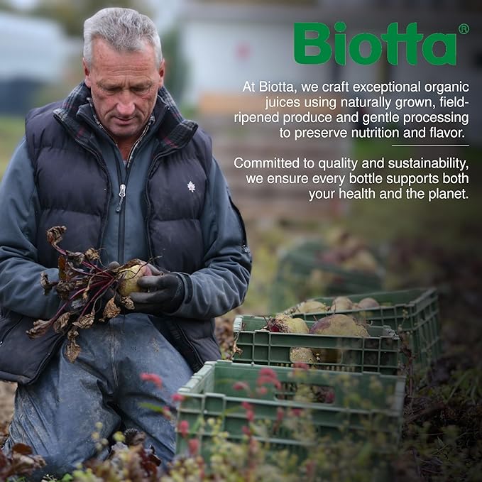 Biotta Organic Beet Juice - 100% Natural Beetroot Superfood - Helps Support Blood Pressure Brain Stamina &amp Energy - Natural Nitric Oxide &amp Potassium Booster - Gluten Free (32 Fl Oz Pk of 4)
