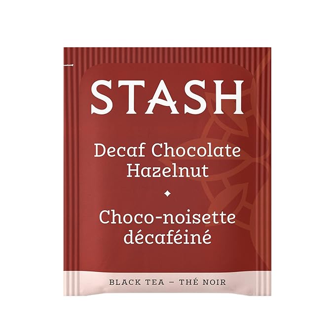 Stash Tea Decaf Chocolate Hazelnut Black Tea - Decaf Non-GMO Project Verified Premium Tea with No Artificial Ingredients 18 Count (Pack of 6) - 108 Bags Total