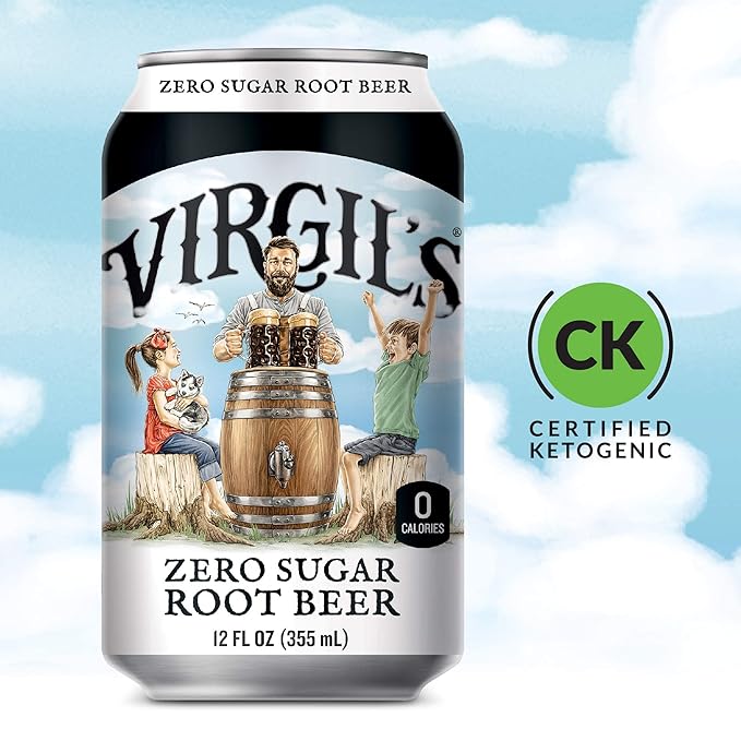 Virgil’s Zero Sugar Root Beer Great Tasting Zero Calorie Keto Friendly Soda (24- 12oz cans)