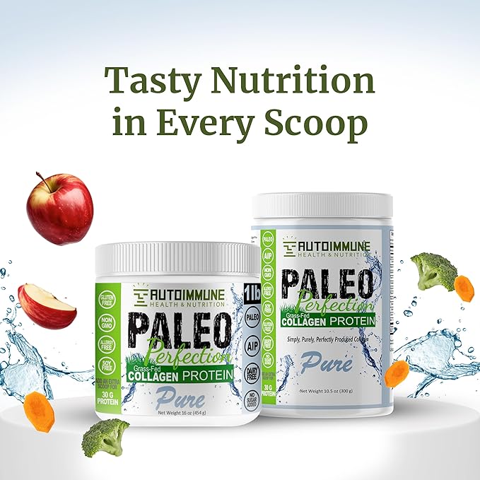 Paleo Perfection Pure Grass Fed Beef Collagen Protein Powder - Paleo Keto SCD &amp AIP Protein Powder - Collagen for Women &amp Men - Soy Gluten Dairy Free &amp Non GMO 1 lb Protein Powder