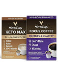 VitaCup Keto Max &amp Focus Mushroom Coffee Pods 34 ct Bundle Vitamin infused Single Serve Pods Compatible with K-Cup Brewers Including Keurig 2.0
