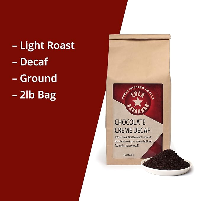 Lola Savannah Lightly Flavored Chocolate Creme Ground Decaf Coffee 2lb 1 Pack