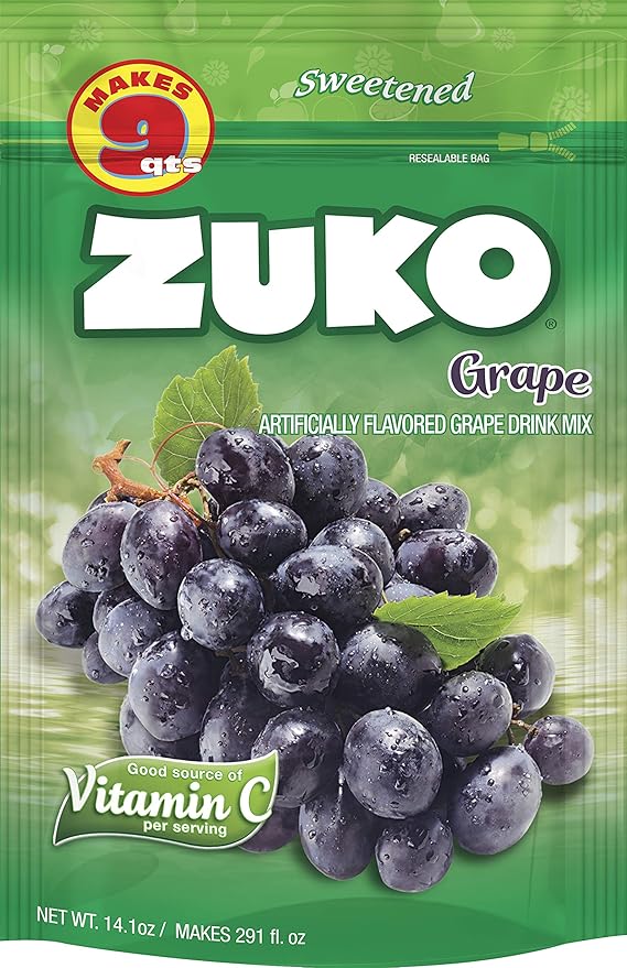 Zuko Grape Instant Powder Drink | Family Pack | No Sugar Needed | Vitamin C | 14.1 Ounce (Pack of 6)