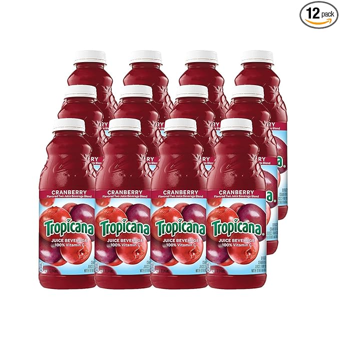 Tropicana Cranberry Juice Beverage 32 Fl Oz (Pack of 12)