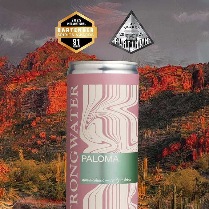 Strongwater Non Alcoholic Paloma - 12 Pack Cans (8.4 Fl Oz Each) - Premium Non Alcoholic Drinks - Ready to Drink Paloma Alcohol Free Drinks Made with Grapefruit Juice Hibiscus Rose and Sea Salt