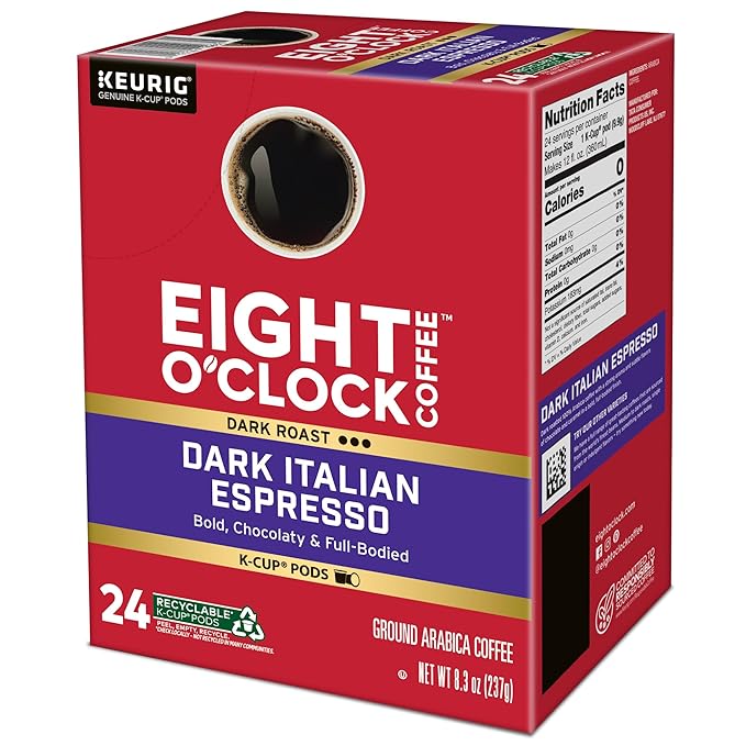 Eight O'Clock Coffee Dark Italian Roast Single-Serve Keurig K-Cup Pods Medium Roast Coffee Pods 96 Count