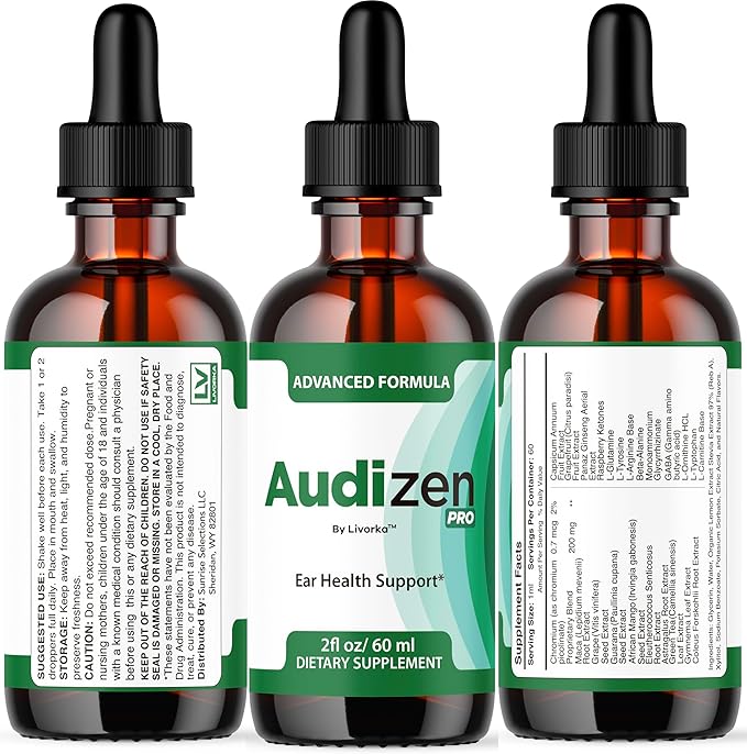 (2 Pack) Audizen Pro - Original Audizen Pro Drops for Healthy Ringing Ear Support Oral Supplement Drop All Natural Clean Liquid Formula Auditory Wellness and Inner Ear Balance 2 Bottles for 2 Months