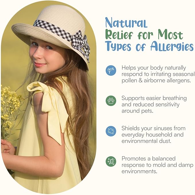Natural Antihistamine Supplement Sinus &amp Allergy Relief for Pollen Pet Dander Dust Mold and Odors 60 Strawberry Fruit Punch Chewable Tablets