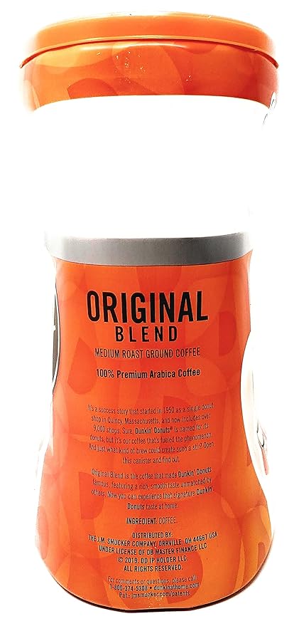 Dunkin Donuts Original Blend Ground Coffee - 90 oz Total - 45 oz Per Canister - Pack of 2 Canisters of Dunkin Donuts Ground Coffee - 100% Arabica Coffee - Medium Roast Coffee
