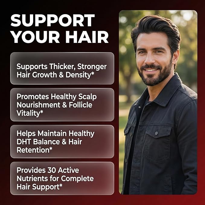 Hair Growth Supplement For Men | Biotin Hair Vitamins Collagen Pumpkin Seed Saw Palmetto Iron Ginseng Bamboo Silica Rosemary Peppermint Keratin Selenium Iodine Flaxseed Horsetail Vitamin A C D3 E B12