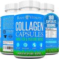 Root Vitality Collagen Peptides Capsules - Grass-Fed Pasture-Raised Hydrolyzed Protein Supplement for Skin Hair &amp Nails - Non-GMO Zero Sugar Daily Pills for Men &amp Women (180 Capsules)