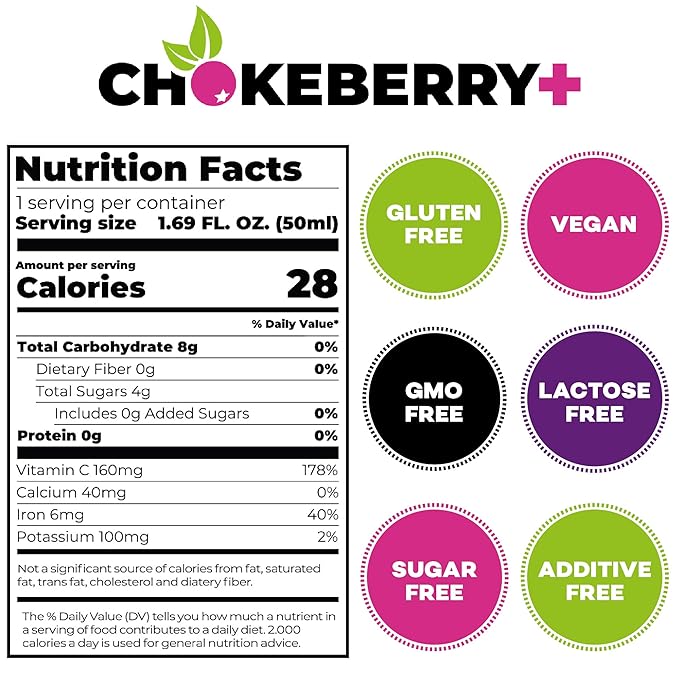 Chokeberry+ Raw Aronia Juice - Rich in Antioxidant &amp 100% Organic Aronia Berry Juice Concentrate - Vegan Gluten-free &amp No Sugar Added - First-Press Mother Juice - 1 x 3L (101.4oz) Bag-In-Box