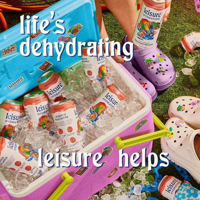 Leisure Hydration Non-Carbonated Electrolyte Refresher Tropical Mango Flavor - Low Sugar Nutrient Enhanced Water Beverage - Get The Best Hydration Packed w/ Magnesium &amp Ashwagandha For Mood &amp