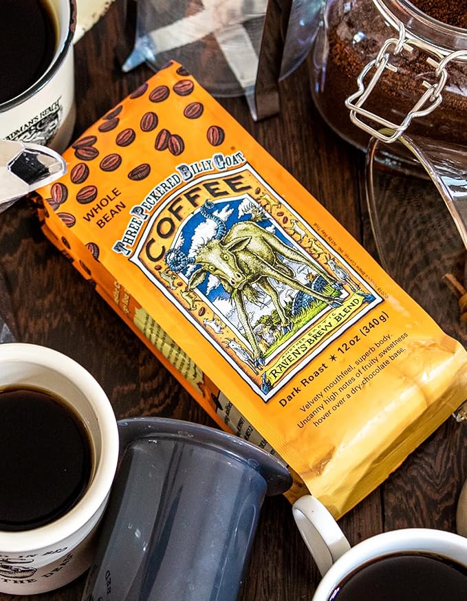 Raven's Brew Coffee High Caffeine Coffee Dark Roast Whole Bean – Three Peckered Billy Goat 2lb