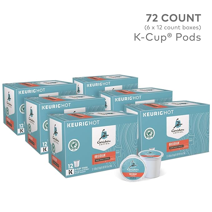 Caribou Coffee Obsidian Single-Serve Keurig K-Cup Pods Medium Roast Coffee 72 Count
