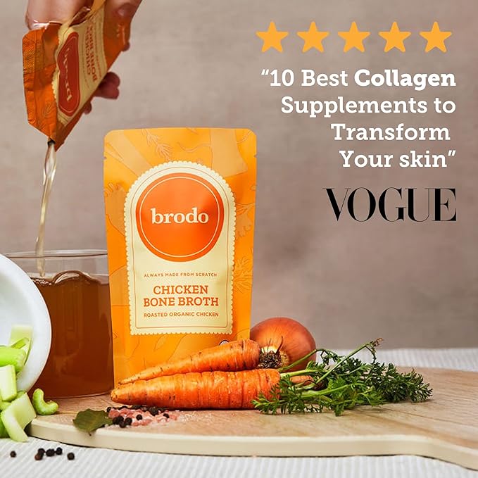 Brodo Ready to Drink Organic Chicken Collagen Rich Bone Broth with Collagen On The Go 10 g Protein Collagen Protein Not from Concentrate Collagen No Preservatives 8 oz (Pack of 6)