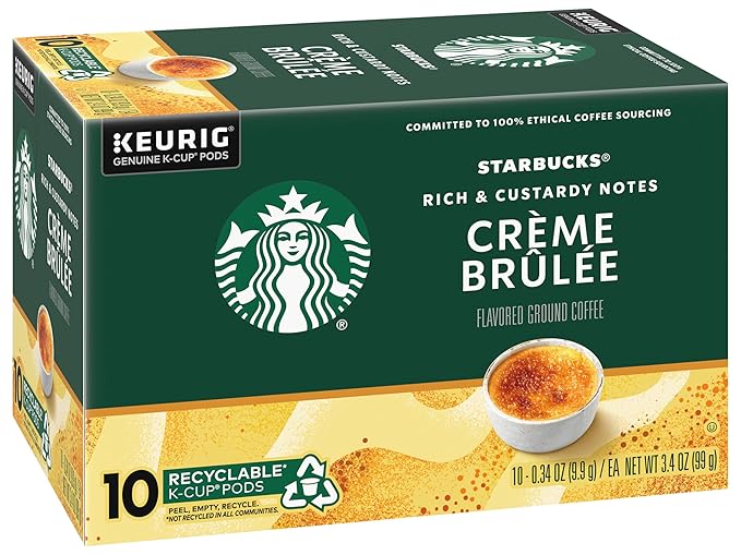 Starbucks Crème Brulée Flavored Blonde Roast Single Cup Coffee for Keurig Brewers 10 Count - Pack of 2